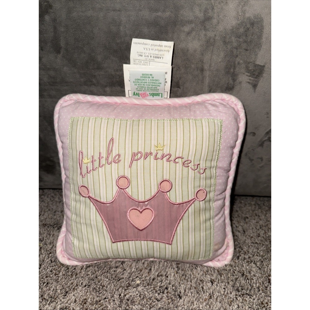 Lambs & Ivy‎ Baby Bedding Green & Pink Little Princess Pillow Vintage 2004